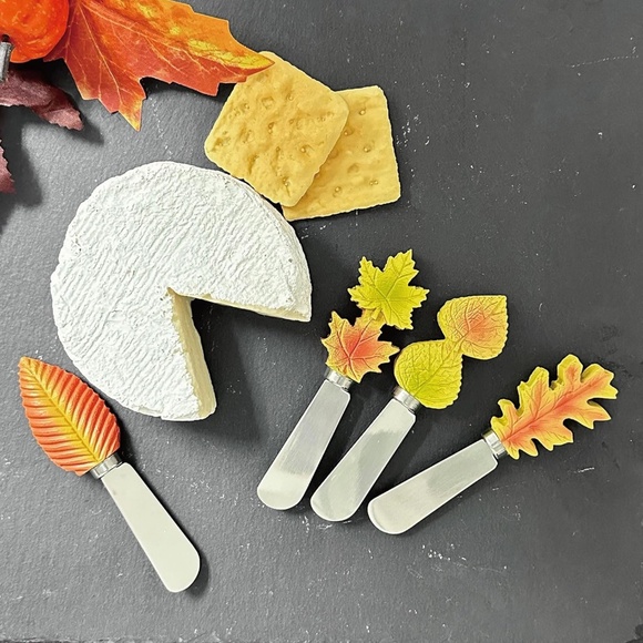 Fall Leaf Decor 4-Piece Hand Painted Resin Handle with Stainless Steel Blade - Picture 10 of 10